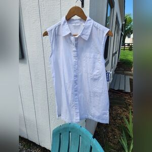 White sleeveless top